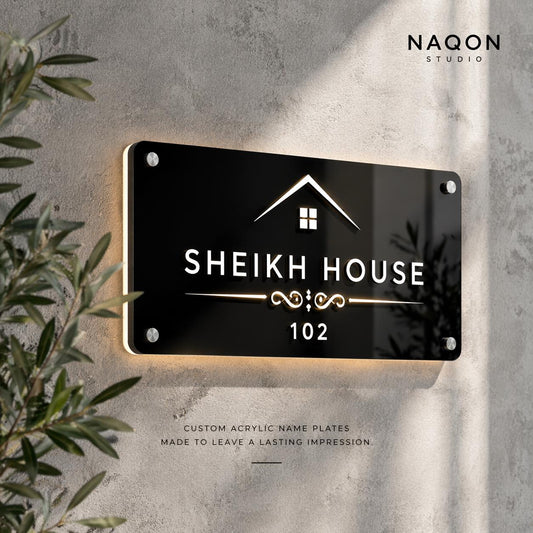 Custom Backlit Acrylic Home Sign (Black)